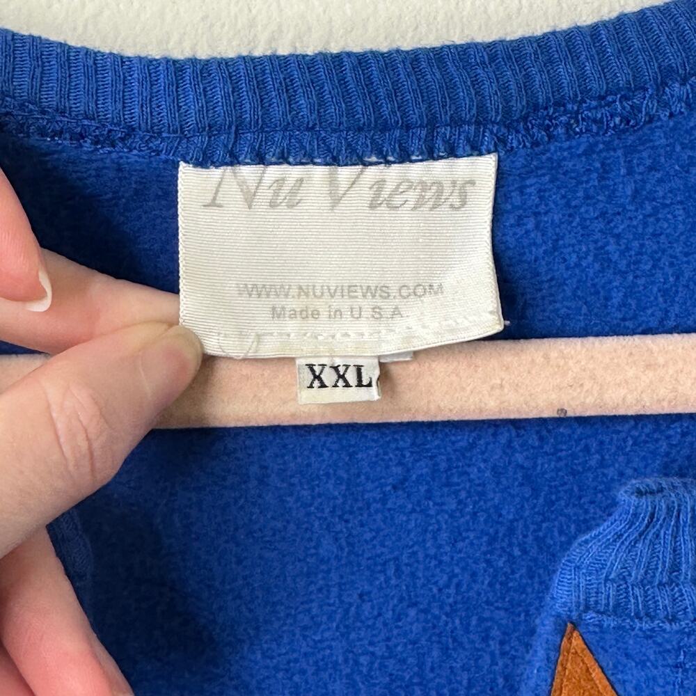 XXL VTG Nu Views Blue Embroidered Cardigan USA Made Artsy Boho Lagenlook Folksy - Picture 4 of 10